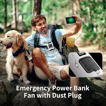 Socool Portable Waist Fan Clip on Wearable Belt 5000mAh Rechargeable Personal Fans, 25H Shirt Fan Cooling, 4 Speeds 13000RPM Battery Operated, Neck Fan Hanging for Outdoor Camping Travel Jobsite