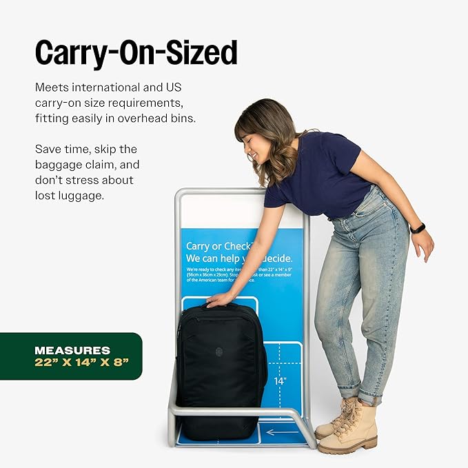 Tortuga 40L Travel Backpack Lite, Black - Large Carry-On Travel Backpack for Men and Women - Durable, Comfortable, Easy to Pack, Airline-Approved Bag with Laptop Compartment