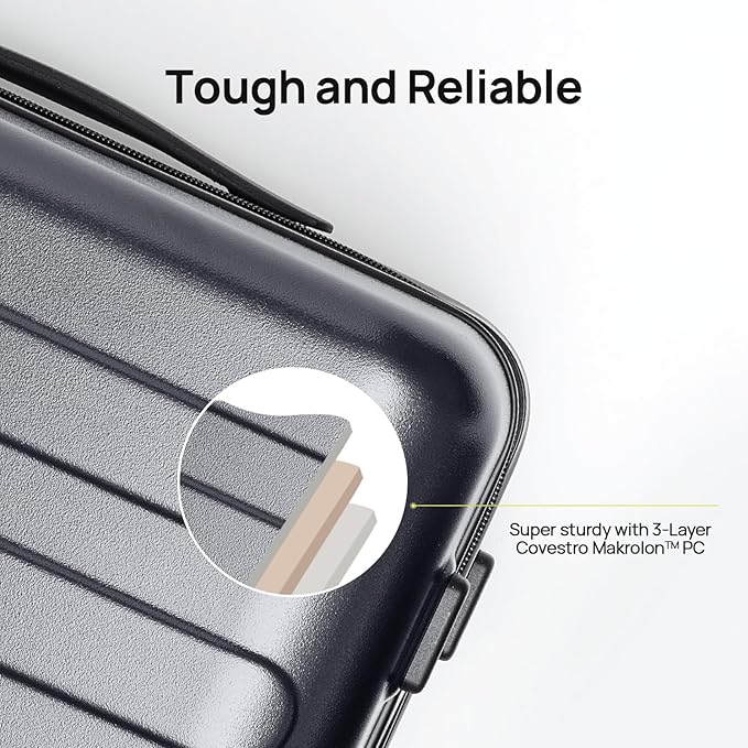 NINETYGO Luggage Sets 2 Piece, Carry On Luggage Airline Approved, Large Checked Luggage with Spinner Wheels, Lightweight, Hard Shell PC Suitcase Sets, TSA Approved, 20in/28in (Grey, Rhine Basic)