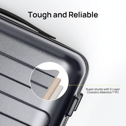 NINETYGO Large Checked Luggage 28 Inch, Checking In Luggage with Smooth Spinner Wheels, Lightweight, Hard Shell PC Suitcase, Lightweight Travel Luggage, TSA Approved (Grey, Rhine Basic)