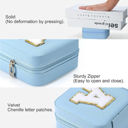 Parima Birthday Gifts for Women - Travel Jewelry Box, Unique Gifts for Women Jewelry Case | Friends, Daughter, Granddaughter - Letter D, Sky Blue