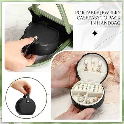 Weysat 12 Pack Travel Jewelry Case Mini Leather Bridesmaid Jewelry Gift Box Bulk Small Earring Storage Organizer (Black)