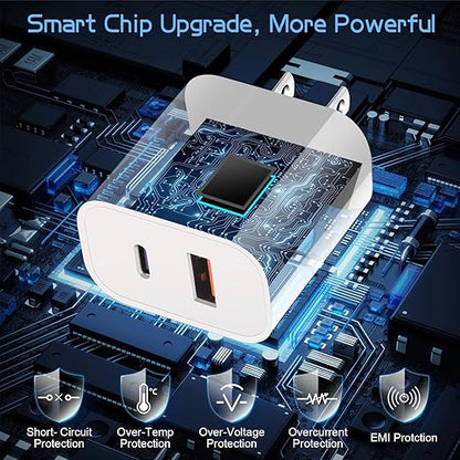 Dual Port A/C Charger for iPhone 17 16 15,Type C Charger Fast Charging Block,2Pack Quick USB C Wall Chargers Adapter,10FT USB C Charging Cable for iPhone 17/17 Pro Max/17 Air/16 Pro/16e/15 Plus/15 Pro