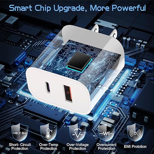 Dual Port A/C Charger for iPhone 17 16 15,Double USB A/C Charger Fast Charging Block,2Pack Quick USB C Chargers Fasr Charging 6FT Type C Cable for iPhone 17/17 Pro Max/17 Air/16 Pro/16e/15 Plus/15 Pro