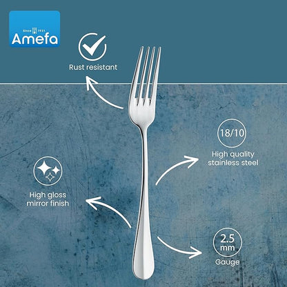 Amefa Baguette 45-Piece Flatware, Set for 8 – Stainless Steel Silverware, Polished Mirror Finish, Rust-Resistant Cutlery with Dinner Forks, Knives, Spoons, Salad Forks & Teaspoons for Everyday Dining