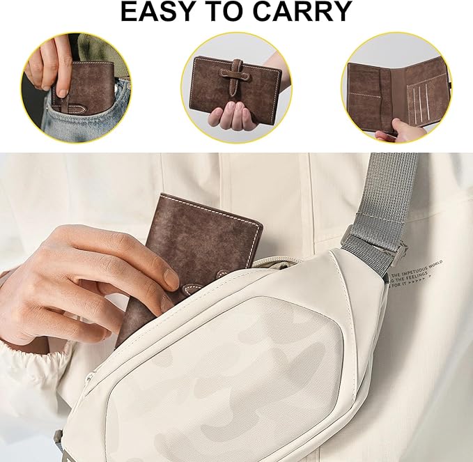 Leather Passport Holder for Travel Women Men, RFID Blocking Card Slot, Top-Grain leather with Magic Buckle, Boarding Pass Pocket,Retro Passport Wallet,khaki