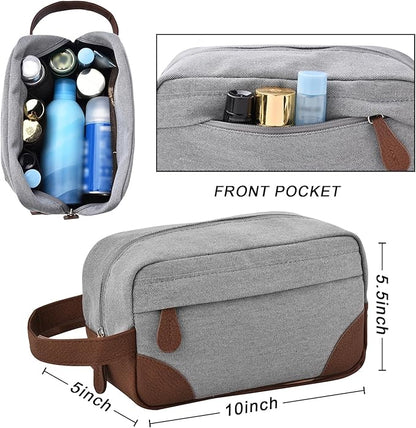 Litvyak Duffle Bag for Travel, 50L Canvas Travel Duffel Bags Overnight Weekend Gym Carry On Luggage Bag for Men & Women(Grey+Toiletry Bag)