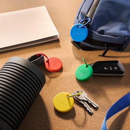 Chipolo POP Tracker Tag - Colorful, Compatible, Loud Bluetooth Tracker with Call Your Phone & Out of Range Alert, Works with Apple Find My or Google's Find My Device - Red
