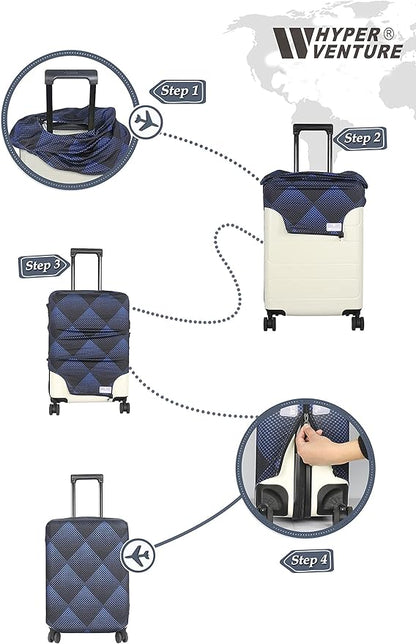 HYPER VENTURE Washable Luggage Cover - Fashion Suitcase Protector Fits 31-32 Inch Luggage (Blue Cube, XL)