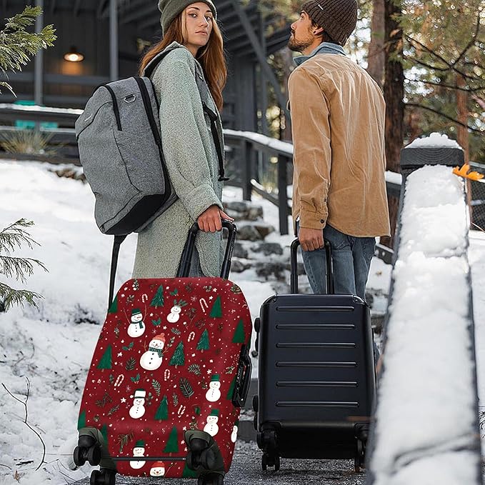 FOREVER QUEEN Snowman - Christmas Tree Luggage Cover Suitcase Protector Suitcase Cover Anti-Scratch,Stretchable Bag Cover Washable Durable Polyester