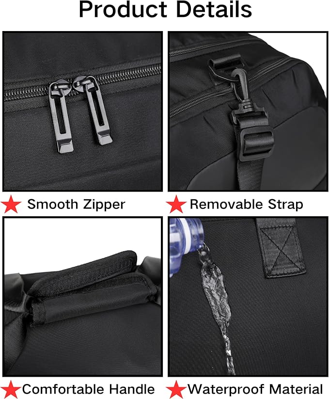 Travel Duffle Bag Backpack for Men Women, 50L Sports Gym Bags with Shoe Compartment & Wet Pocket, Waterproof Carry On Bag Backpack for Workout, Fitness, Overnight Trips Green