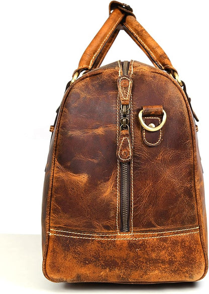 Leather Duffel Bag for Men & Women Travel, Weekend, Overnight, Gym Bag