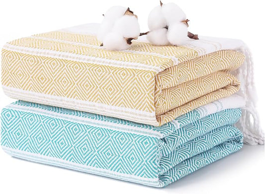 Antfuny 2 Packs Turkish Beach Towels Quick Dry Sand Free Soft Absorbent Extra Large XL Big Blanket Adult Oversized Bath Pool Swim Towel Lightweight Thin Fast Drying Sandless Compact No Sand Packabl