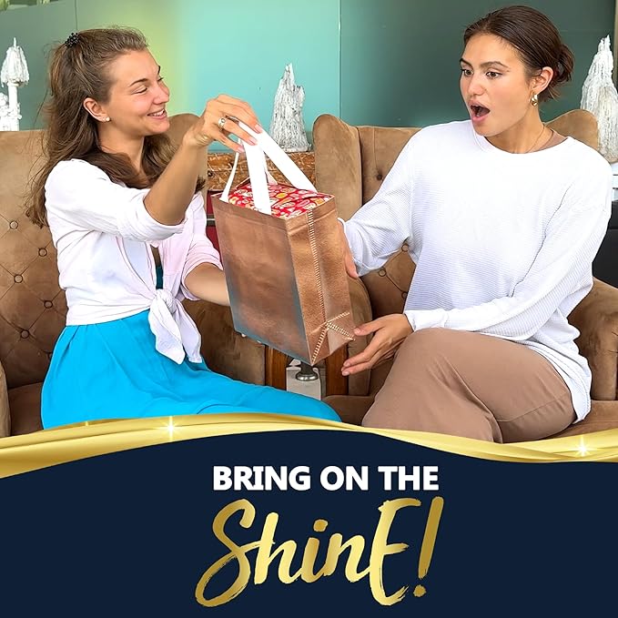 Nush Nush Set of 60 Rose Gold Gift Bags Bulk Medium Size - Reusable Bulk Gift Bags with Handles - Perfect Party Goodie Bag for Adults, Bachelorette Party Favors, Christmas, Events, Birthday - 8x4x10