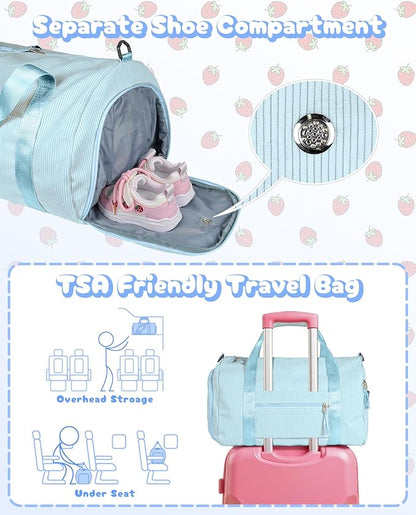 8 Year Old Girl Birthday Gifts, Girls Gym Bag, Kids Personalized Dance Bags with Shoe Compartment, Customized Travel Tote with Toiletry Bag, Gift for Grandkids (Letter Y)