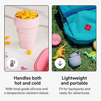 STOJO Collapsible Travel Cup - Reusable To-Go Pocket Size Silicone Bottle for Hot and Cold Drinks - Perfect for Camping - Microwave & Dishwasher Safe (Mimosa, 8 Ounce (Pack of 1))