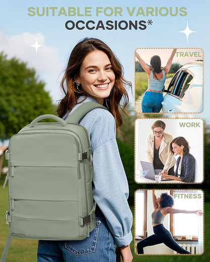 Large Travel Backpack For Women Men Airline Approved Carry On Backpack Flight Approved Waterproof Sports Luggage Backpack Casual Daypack Small Hiking Backpacks Grey Green