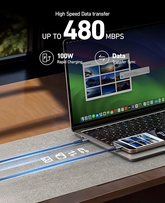 Dasku iPhone Charger Fast Charging, 6 Foot MFi Certified Lightning Cable Braided USB iPhone Charging Cord Compatible with iPhone 14/13/12/11/Pro Max/X/Xs Max/Xr/8 Plus/7 Plus/6/6 Plus/iPad mini/Air