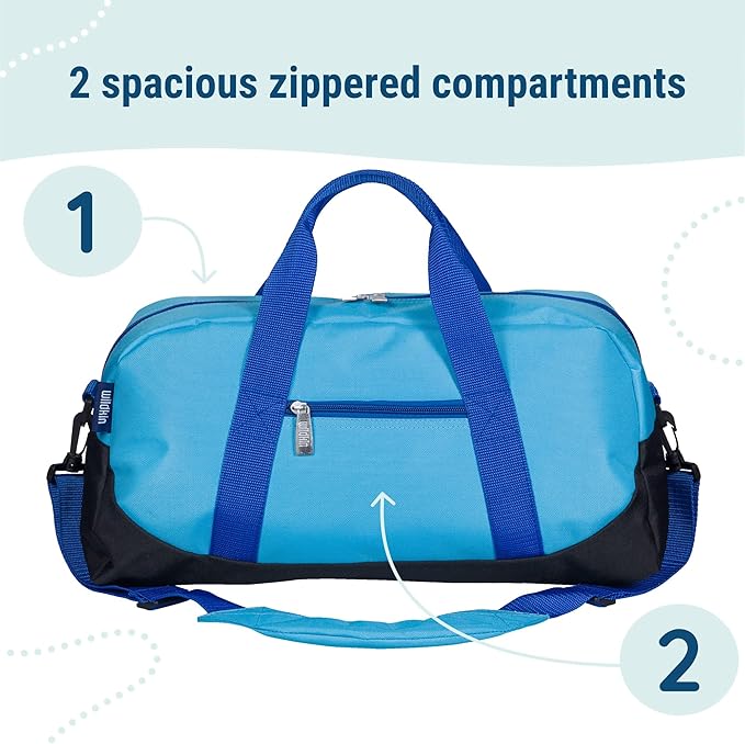 Wildkin Kids Overnighter Duffel Bag – Carry-On Size, Ideal for School & Sleepovers – Sky Blue
