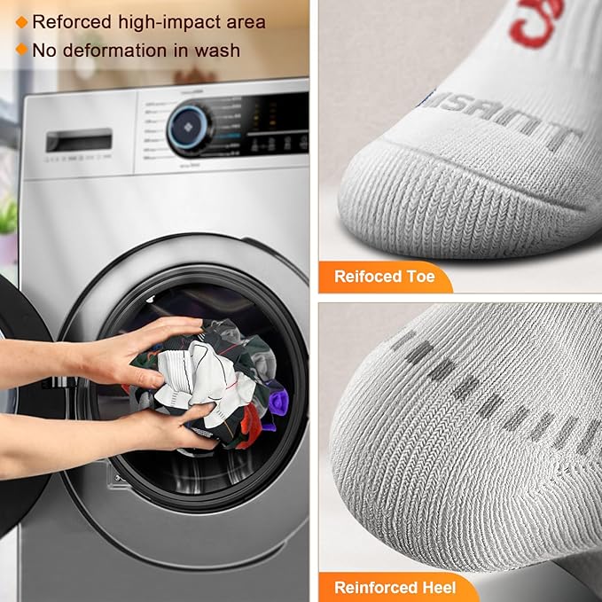 BULLIANT Compression Socks for Men 6Pairs, Athletic Crew Socks Cushioned For Men Sports Running-Arch Support