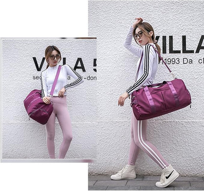 ZUEVI Sports Gym Duffel Bag for Men or Women Waterproof Weekender Travel Bag with Shoes Compartment Dry and Wet Separation for Training Swim Yoga(Violet)