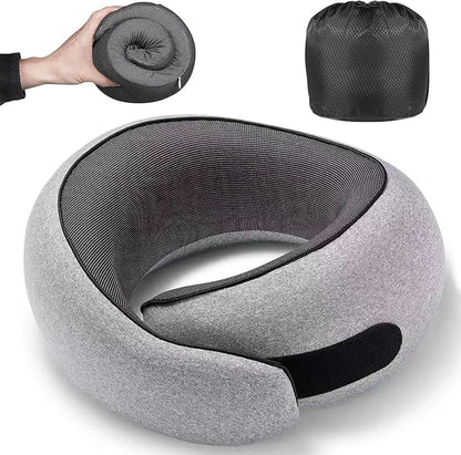 Travel Pillow, Memory Foam Travel Neck Pillow with Ergonomic 360° Support, Travel Essentials for Plane, Car, Train and Home, Max Gray