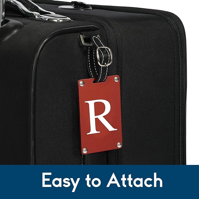Premium 3-Layer Aluminum Luggage Tags by Fortuna - Easy to Claim, Laser-Engraved, Plastic-Free, and Eco-Friendly Luggage Tag Holders, 2-Pack, Red (R)
