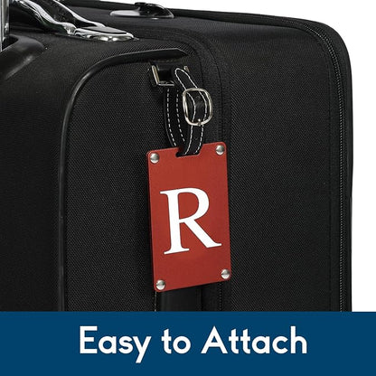 Premium 3-Layer Aluminum Luggage Tags by Fortuna - Easy to Claim, Laser-Engraved, Plastic-Free, and Eco-Friendly Luggage Tag Holders, 2-Pack, Red (R)