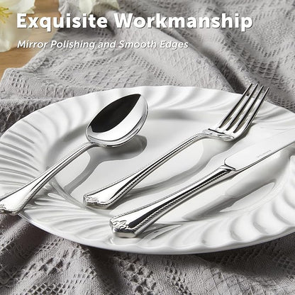 KINGSTONE Silverware Set, 60-piece 18/10 Stainless Steel Flatware Set Cutlery Set for 12, for Kitchen, Home, Wedding, Party, Mirror Polished and Dishwasher Safe, Featured Gifts