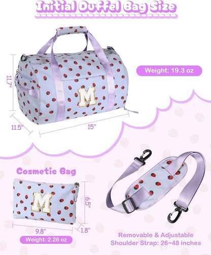 Teen Stocking Stuffers-11 Year Old Girl Birthday Gifts, Girls Gym Bag, Kids Personalized Overnight Duffle Bags with Shoe Compartment, Travel Tote with Makeup Bag, Gift for Sister (Letter E)