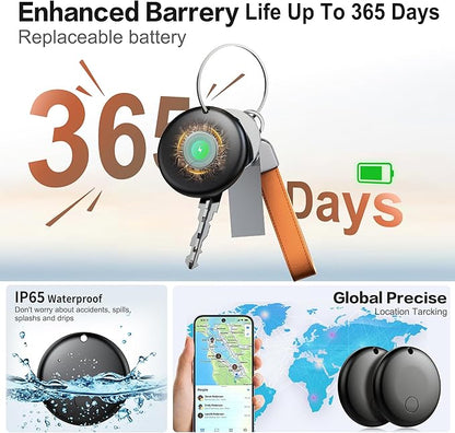 2025 Air Tracker Tags-4 Pack Bluetooth Tracker for Apple Find My app (iOS Only) Keys Finder, Smart Tag, Item Locator for Luggage, Backpack, Suitcases, Replaceable Battery (Black, 4 Pack)