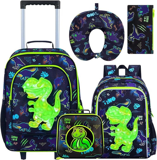 Kids Luggage for Boys and Girls, Cute Dinosaur Unicorn Rolling Wheels Suitcase for Toddler Children