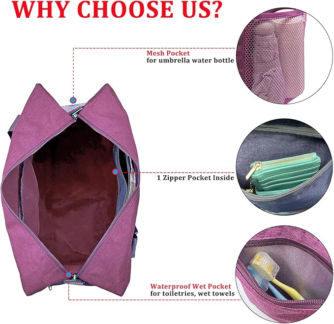 For Spirit Airlines Personal Item Bag 18x14x8 with Wet Pocket Foldable Travel Duffel Bag Underseat Carry on for Men & Women