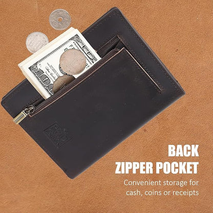 STAR VISTA Carmen Leather Passport Wallet, Dual Bifold Cash Pockets, RFID Blocking, ID Window, 6 Card Slots, Coin Pocket, SIM Slots, AirTag Slots, Dark Brown