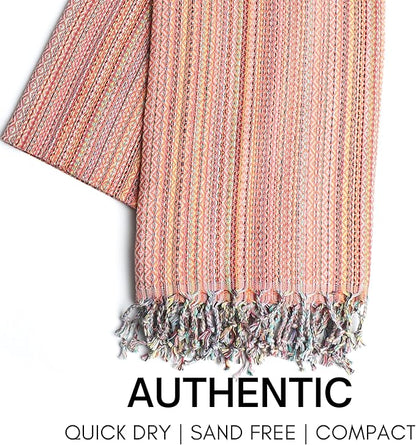 BAY LAUREL Turkish Beach Towel with Travel Bag 39 x 71 Quick Dry Sand Free Lightweight Large Oversized Towels Light