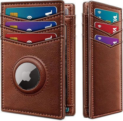 Airtag Slim Leather Wallet for Men - 12-Card Capacity, Magnetic Closure, Money Clip & Simplified Bill Compartment, RFID Blocking (4.3" x 3.0") | Gift Boxed