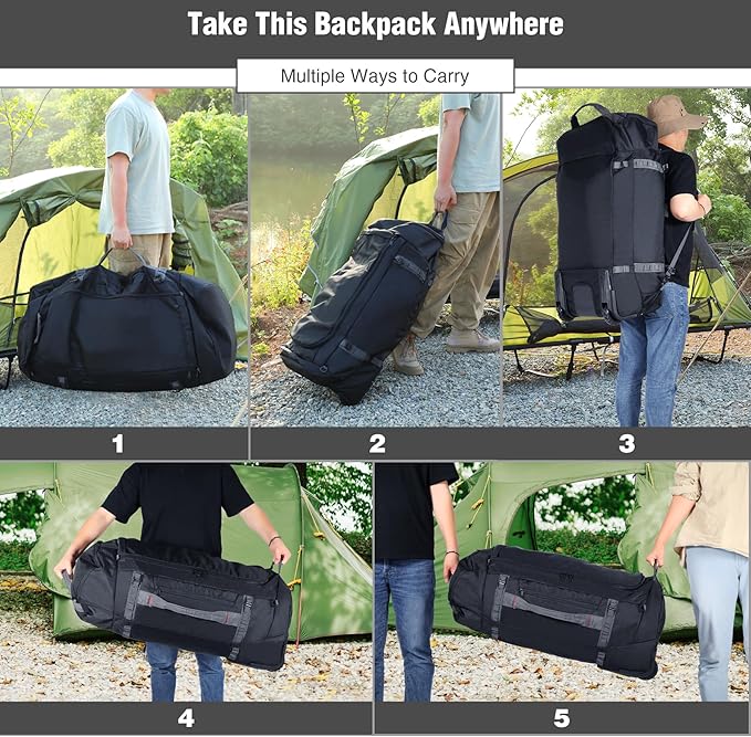 REDCAMP 85L/120L/140L Foldable Duffle Bag with Wheels, Large Travel Duffel Bag