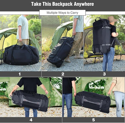 REDCAMP 85L/120L/140L Foldable Duffle Bag with Wheels, Large Travel Duffel Bag