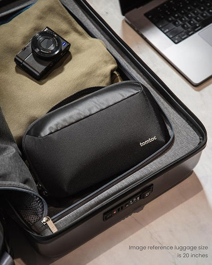 tomtoc Electronic Organizer Accessory Pouch for MacBook Charger, Cables, Power Bank, Hard Drive, Cords, Water-resistant Storage Bag with Removable Card Slots for USB Adapter, Memory Card, Black