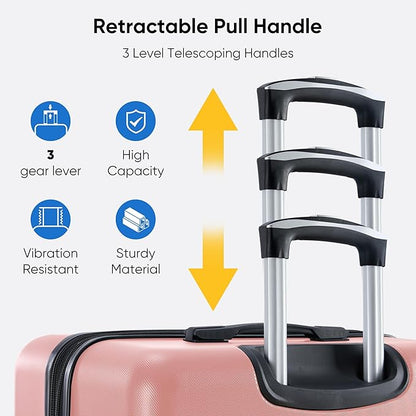 OLIXIS 24 Inch Luggage, Hardside Suitcase with Spinner Wheels, Lightweight ABS Hard Shell Checked Luggage, TSA Approved Lock, Expandable Medium Suitcase for Travel & Business–Pink