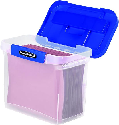 Bankers Box Heavy Duty Portable Plastic File Box with Hanging Rails, Letter, 1 Pack (0086304)