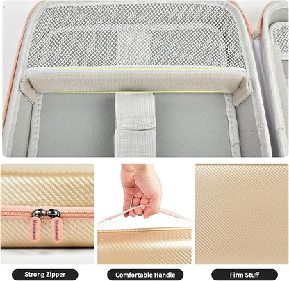 Boobowl Hard Travel Case for Hair Clippers, Hair Cutting Barber Supplies Organizer Bag, Trimmer Storage Holder for Ufree/for Wahl/for Andis Men Razor Guard Grooming Kits -Gold