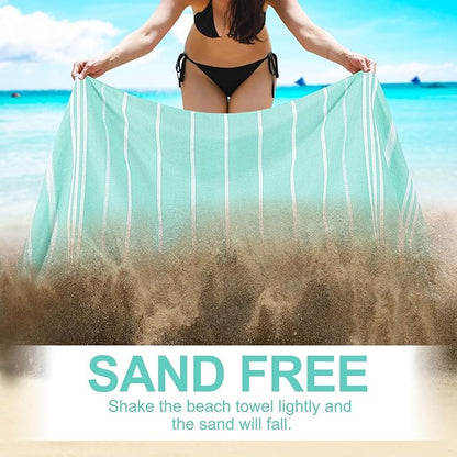 Genovega 6 Oversized Turkish Beach Bath Towel Set Bulk 74"x38" Sand Free Extra Large Quick Dry Swimming Camping Pool Clearance Towels Blanket Essentials Adult Multi Stripes Puper