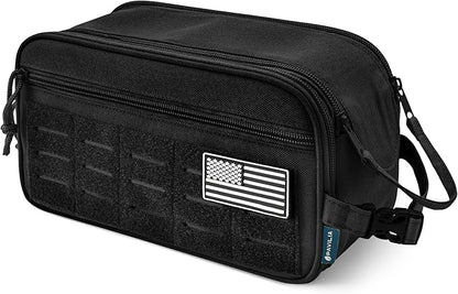 PAVILIA Extra Large Tactical Toiletry Bag for Men, Travel Hygiene Bag, Military Gear Dopp Kit, Molle Accessories Pouch, Shaving Grooming Essentials Gym Bathroom Shower Toiletries Tool EDC, Black XL