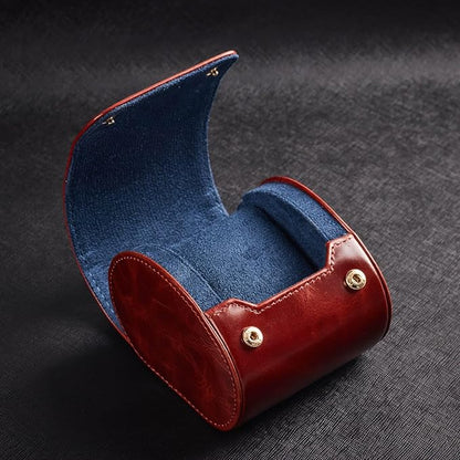 Genuine Napa Leather Watch Roll Travel Case - Travel Watch Rolls and Leather Watch Display Cases with Velvet Interior - Watch Storage Organizer Men's By CALIBERWATCH (Brown - Single)