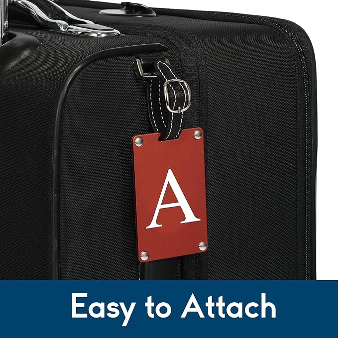 Premium 3-Layer Aluminum Luggage Tags by Fortuna - Easy to Claim, Laser-Engraved, Plastic-Free, and Eco-Friendly Luggage Tag Holders, 2-Pack, Red (A)