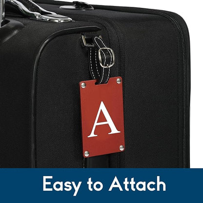 Premium 3-Layer Aluminum Luggage Tags by Fortuna - Easy to Claim, Laser-Engraved, Plastic-Free, and Eco-Friendly Luggage Tag Holders, 2-Pack, Red (A)