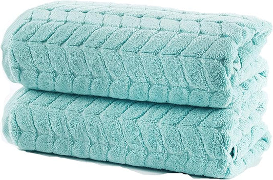 Turkish Cotton Ultra-Soft Plush Absorbent Quick Dry Bathroom Towel Set, Made in Turkey (Mint Green, 2 pcs Bath Towel Set)