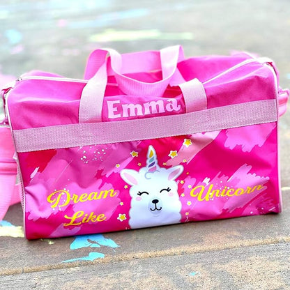 Personalized Kids 18 Inch Duffel Bag for Sports, Travel and Sleepover - Llama