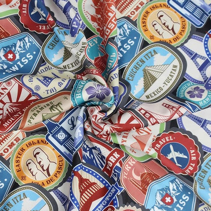 Explore Land Travel Luggage Cover Suitcase Protector Fits 18-22 Inch Case (Landmark Sticker, S)